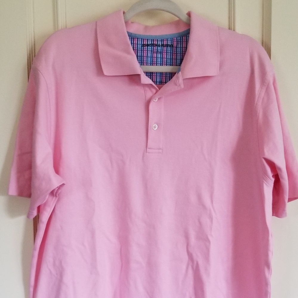 Men's Johnston & Murphy polo shirt pink sz L